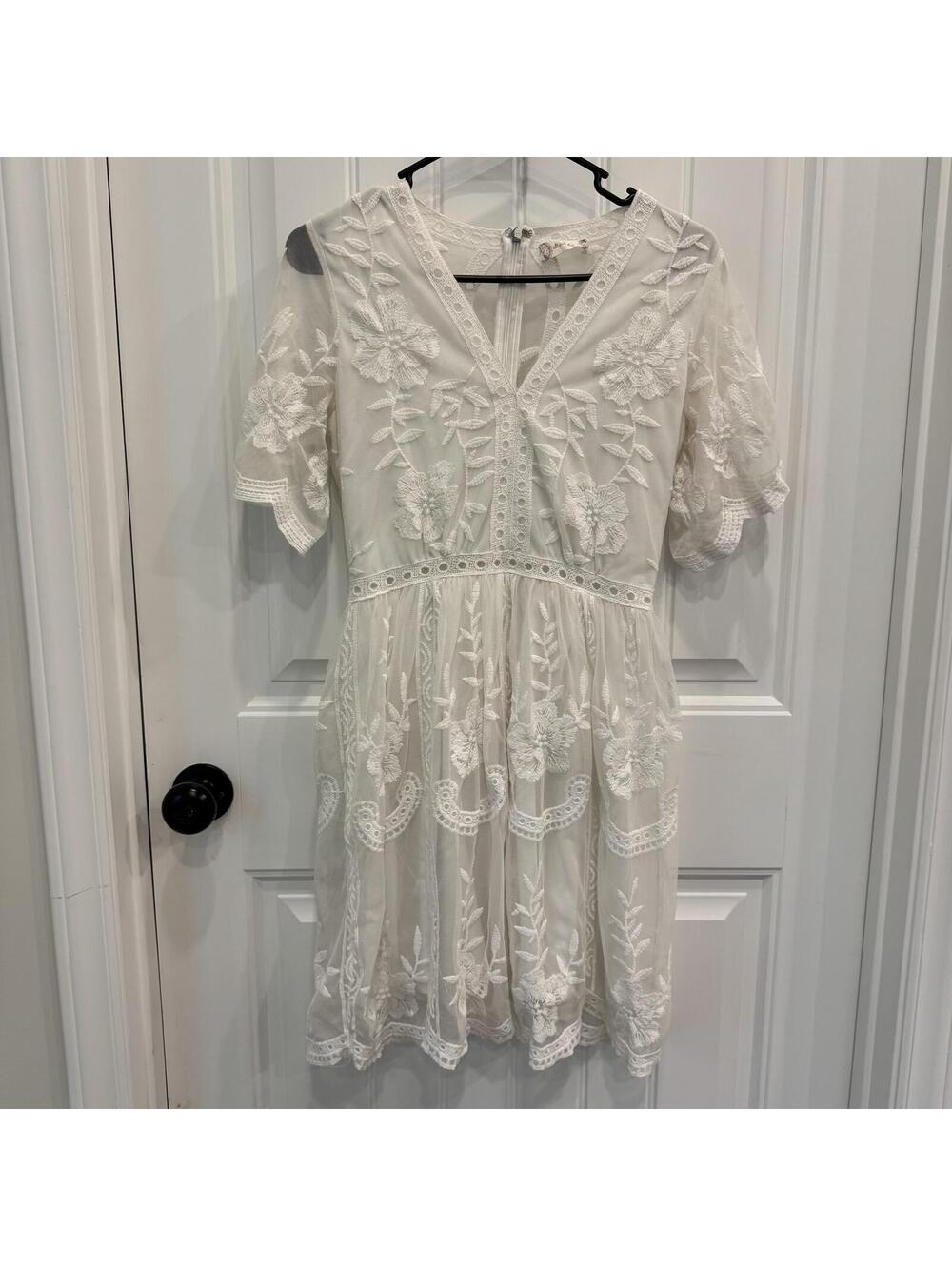 Altar'd State White Embroidered Sheer Dress Size S